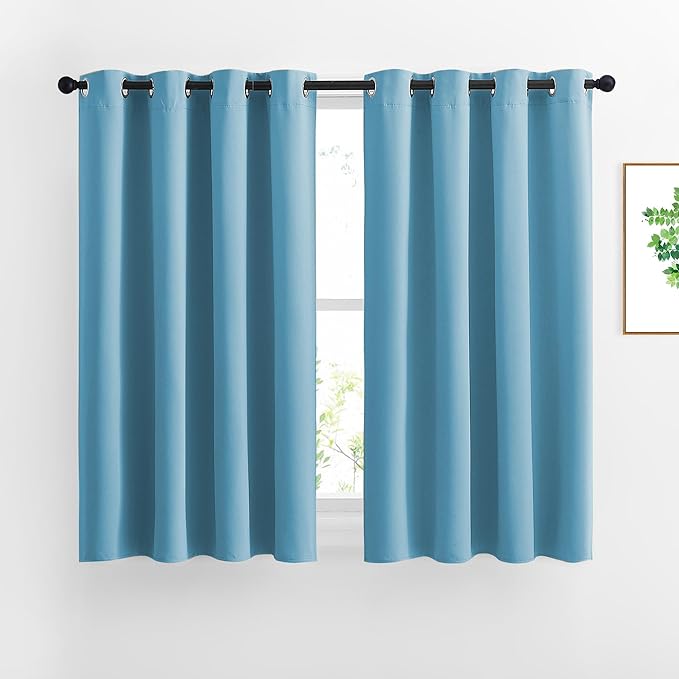 NICETOWN Room Darkening Curtain Panels - Window Treatment Thermal Insulated Grommet Light Blocking Curtains Drapes for Bedroom/Home Office (2 Panels, 46 by 54, Teal Blue)