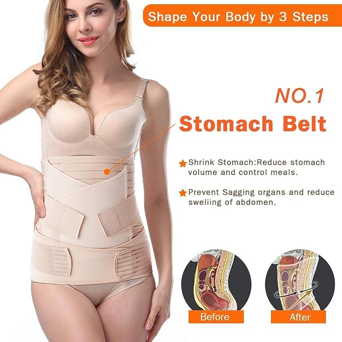 TiRain 3 in 1 Postpartum Belly Support Recovery Belly/Waist/Pelvis Belt C Section Postpartum Belly Wrap Band Corset waist trainer