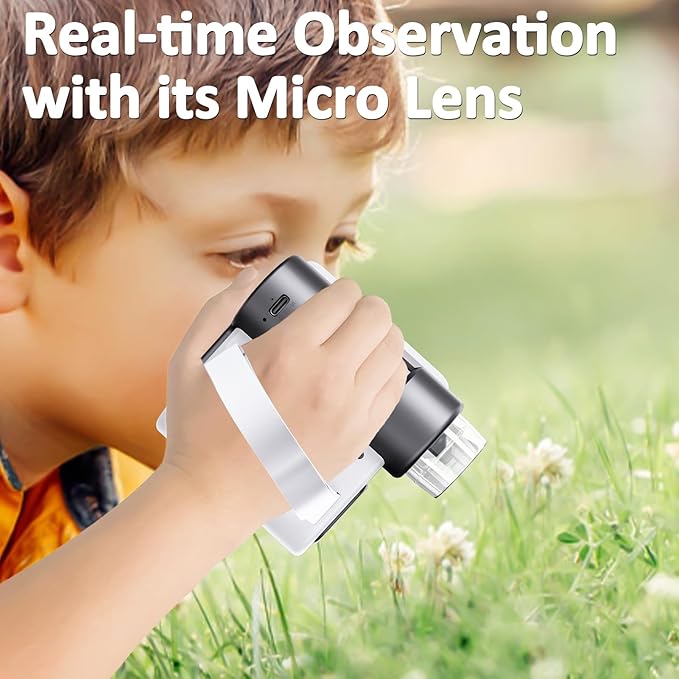 Microscope for Kids - 1000X Portable Handheld Kids Mini Microscope | Telescope with Photo and Video Educational Science Toys | Age 3 4 5 6 7 8 9 10 11 12 Years Old Kids Christmas Birthday Gift