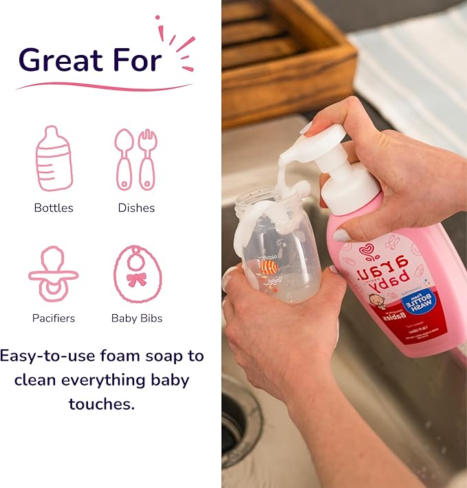 Unscented Foam Bottle Wash Refill, Natural Plant Based Baby Bottle & Dish Soap, No Artificial Fragrance or Additives, Gentle for Washing Bottles, Pacifiers and Toys, Easy Rinse, 15.21 Fl Oz