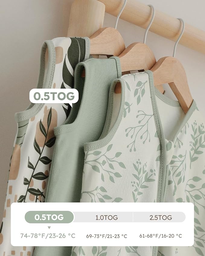 Yoofoss Baby Sleep Sack 12-18 Months Baby Wearable Blanket 100% Organic Cotton 2-Way Zipper TOG 0.5 Toddler Sleeping Sack 3 Pack, Comfy Soft Lightweight