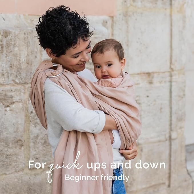 Boba Ring Sling Baby Carrier Newborn to Toddler - Lightweight & Breathable Baby Sling, Hip-Healthy Carrier Sling, Baby Wrap Carrier for Front & Hip Carry, 8-35 lbs (Linen Peony)