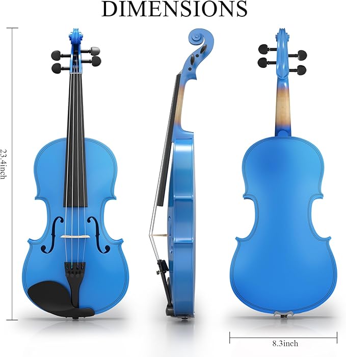 4/4 Beginner Violin Kit for Adults, Complete Full Size Violin Set with Portable Case, Bow, Rosin, Dark Blue