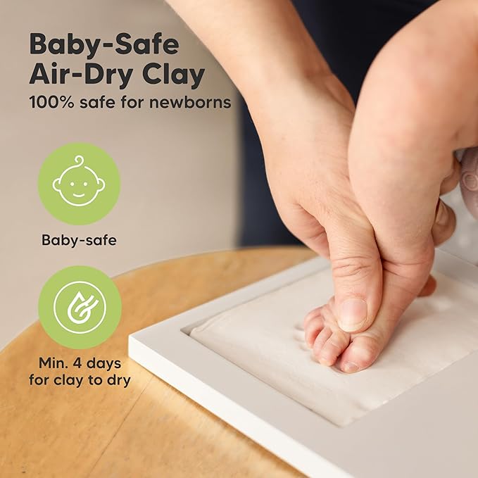 Baby Hand and Footprint Kit - Clay Handprint Keepsake Frame, Newborn Nursery Picture Frame, Personalized New Mom Gifts for Baby Shower & Registry (Sky Blue)