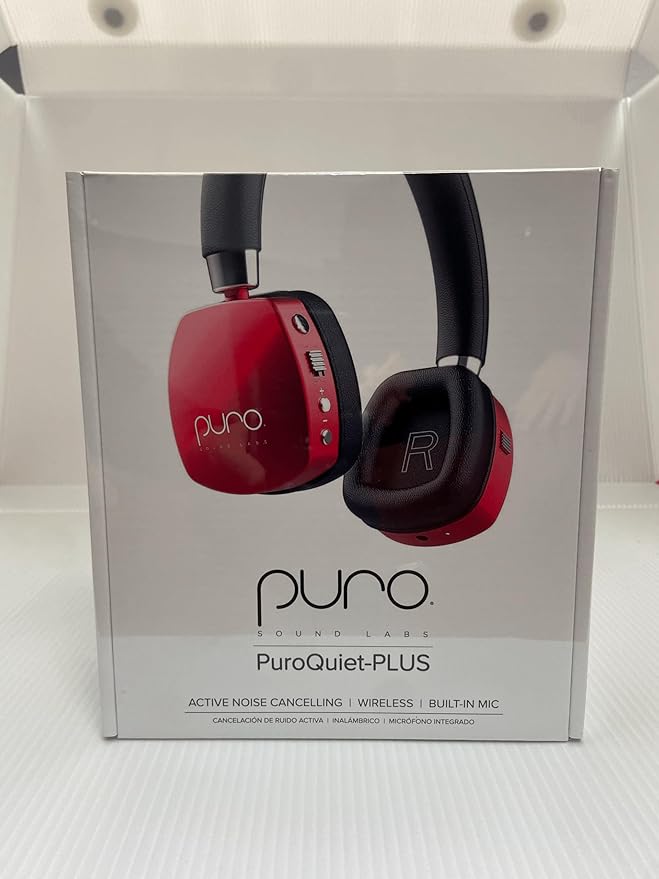 Puro Sound Labs PuroQuiet Plus Kids Noise Cancelling Headphones, Bluetooth Kids On Ear Headphones with Mic, Lightweight On-Ear Design, Studio-Grade Sound (Red)