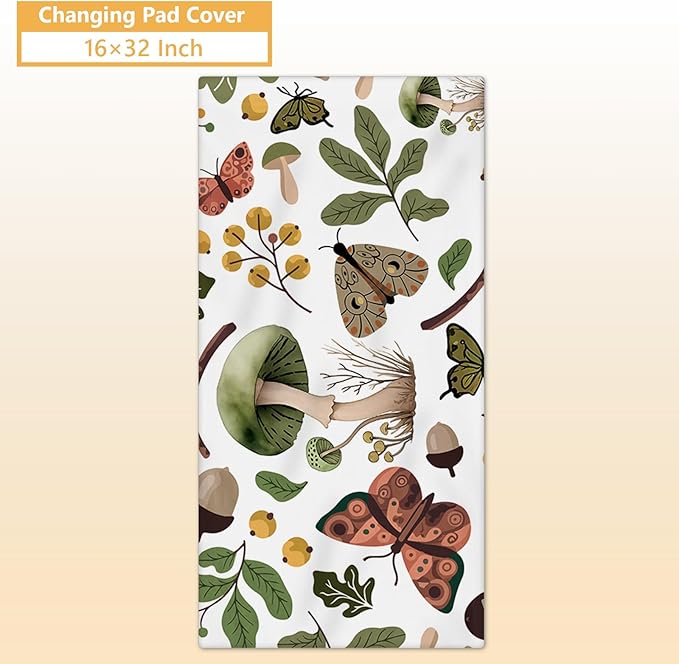 Personalized Crib Bedding Set, 5 Pcs Custom Nursery Bedding Sets with Name, Infant Bedding Set for Baby Boy Girl, Mushroom Double Layer Baby Crib Set, Babies Toddlers Kids Customized Gifts