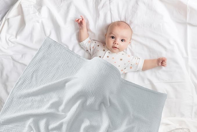 2-Pack Nursing Covers for Breastfeeding, 100% Organic Cotton Muslin Breastfeeding Cover, Multi-Use Nursing Scarf, Car Seat Canopy, Stroller Cover, Soft Breathable Baby Blanket Grey