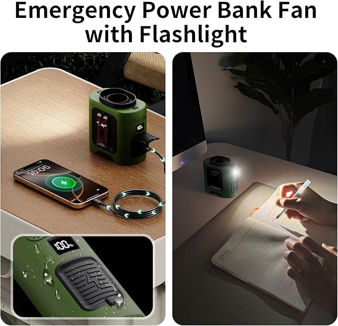 Socool 14500mAh Portable Waist Fan Clip on Belt 360 Rotation Wearable Rechargeable Personal Shirt Fan, 67H Cooling 5-Speed Battery Operated with Light, Neck Fan Hands-Free for Outdoor Jobsite Camping