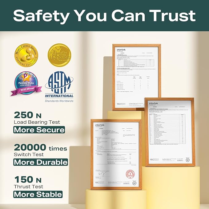 Cumbor 29.7"-40.6" Baby Gate for Stairs, Mom's Choice Awards Winner-Dog Gates for Doorways, Pressure Mounted Auto-Close Pet Gates for Dogs Indoor, Safety Child Gate with Easy Walk Thru Door, Gray