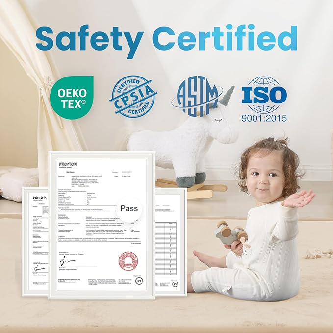 1.3" Thick Baby Play Mat for Floor, 28x72 Foam Tummy Time Mat, Padded Support Soft Plush Bedside Rugs for Infant Kids Toddler Crawling Kick Activity (Beige)