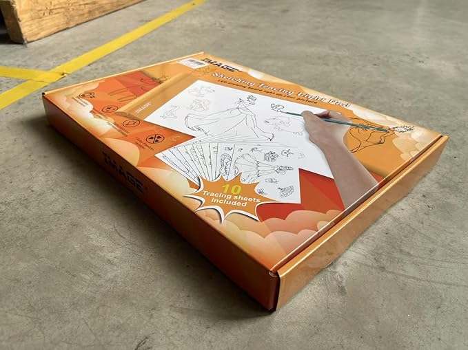 IMAGE Light Up Tracing Pad Orange Drawing Tablet Coloring Board for Kids Children Toy Gift for Girls Boy (Includes 10 Traceable Sheets and Two Clips)