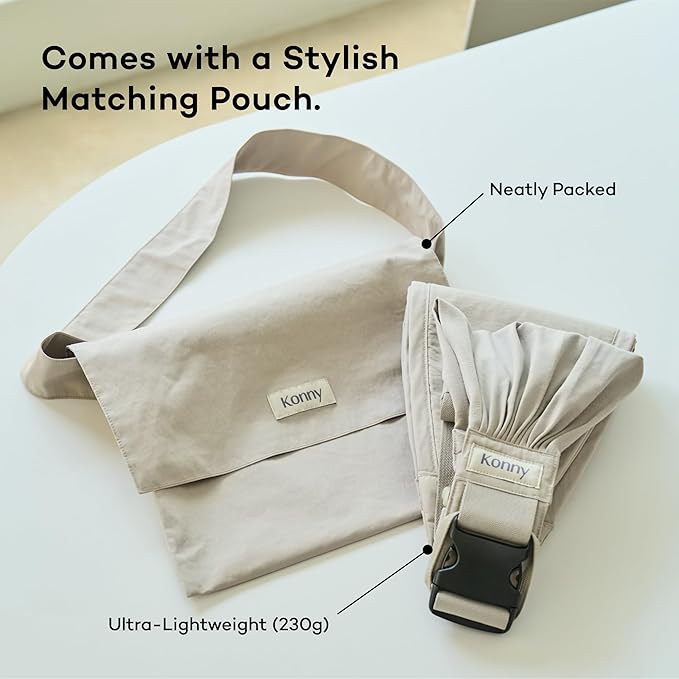 Konny Baby Carrier Hip Seat, Dual Support IHDI Certified with Two Safety Pads, Adjustable Wraps Sling Wearable One Size Fits All, Baby Essentials for 6 to 48 Months up to 44 lbs -Blue Grey