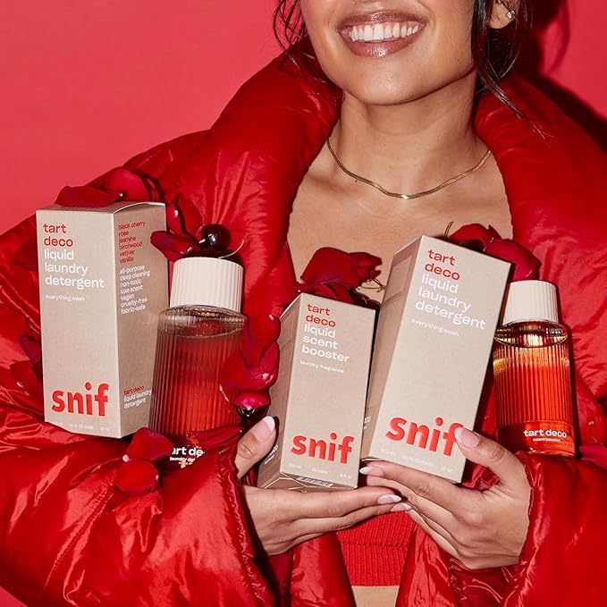 Snif Tart Deco Laundry Detergent, Juicy, Sophisticated Cherry Scent, 32 Loads, Non-Irritating to Skin, Clean, Non-Toxic, Vegan, Cruelty Free, 16oz