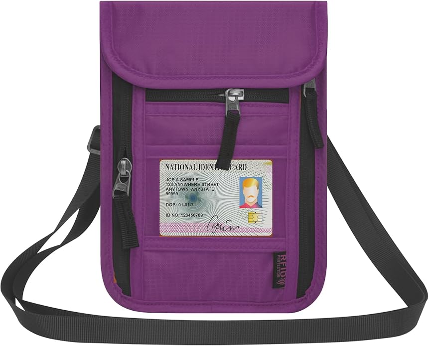 Neck Wallet for Travel,Passport Holder Neck Pouch for Men Women with Adjustable Neck Strap and RFID Blocking