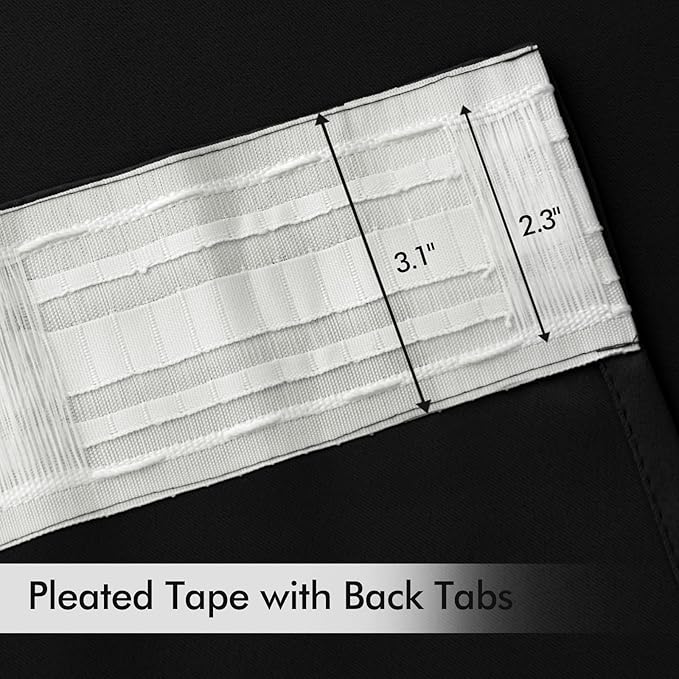 MIULEE Black Back Tab Blackout Curtains 63 Inches Long 2 Panels Set for Living Room Bedroom Privacy, Halloween Rod Pocket/Pinch Pleat Thermal Insulated Room Darkening Pleated Light Blocking Drapes