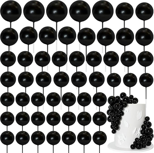 75 Pieces Black Cake Balls Topper Decorations Foam Cupcake Topper Mini Balloon Cake Topper Balls Cake Picks for Cake Deco Birthday Party Wedding
