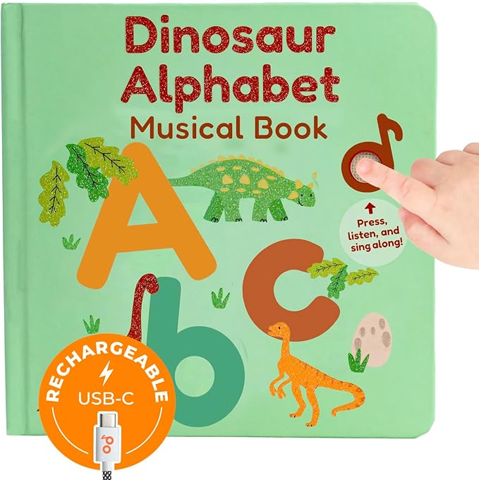 Cali's Books Dinosaur Alphabet Book for Toddlers 1-3 - Learn Dino ABC, Musical Books for Kids, Interactive Talking Baby Toddler Sound Book, Educational Song Learning Toys Singing Music Toy for Babies