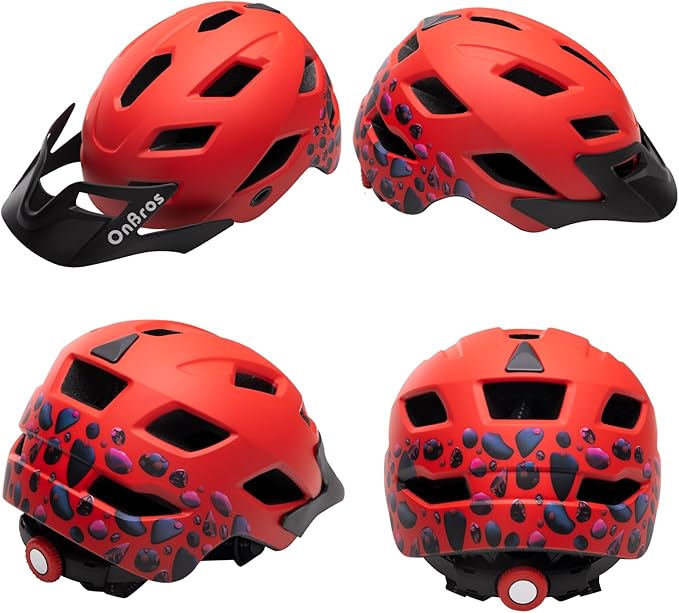 OnBros Kids Bike Helmet - Bike Helmets for 5-14 Boys or Girls with Visor, Children Bicycle Helmet for Skateboard Mountain Scooter Road Cycling, Lightweight and Adjustable 50-57CM
