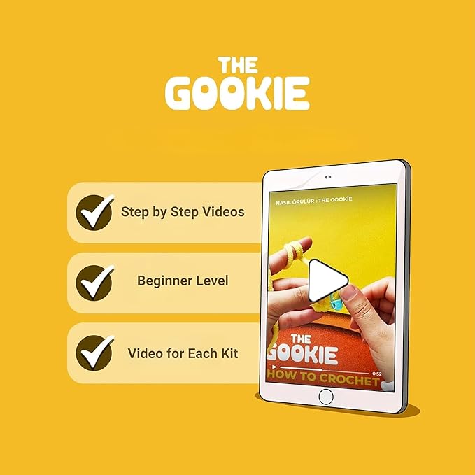 THE GOOKIE Amigurumi Crochet Kit for Beginners – DIY Crochet Kit with Yarn, Hook, Eyes & Stuffing – Easy Starter Set with Video Tutorials – Cute Plush Toy Craft Gift for Kids, Teens & Adults (Panda)