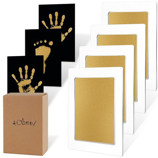 4-Pack Baby Footprint Kits,Inkless Hand and Footprint Kit,Clean Touch Baby Handprints and Footprints Kits,No Mess Ink Pad for Baby Hand and Footprints,Baby Shower Gifts for New Moms