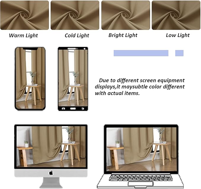 Simplebrand Ava Taupe Blackout Curtains for Bedroom 84 Inch Length 2 Panels Set, Solid Thermal Insulated Privacy Living Room Window Treatment Curtains Blackout Drapes, W40 x L84 Inch, Taupe