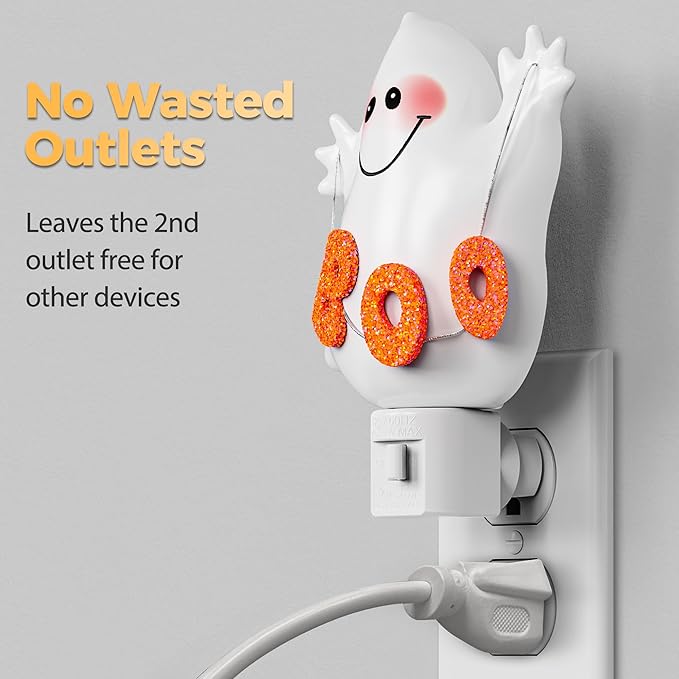 DORESshop Halloween Night Light Plug in, Ghost Night Lights Plug into Wall, Plug in Nightlight with 360° Rotatable, Cute & Funny Halloween Party Decorative for Adults,Kids,Gift, Pocky Decor,2 Pack