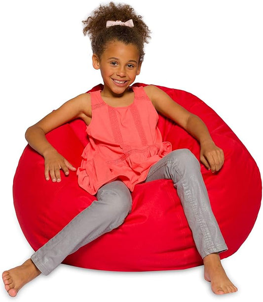 Posh Creations Bean Bag Chair for Kids, Teens, and Adults Includes Removable and Machine Washable Cover, Solid Red, 38in - Large