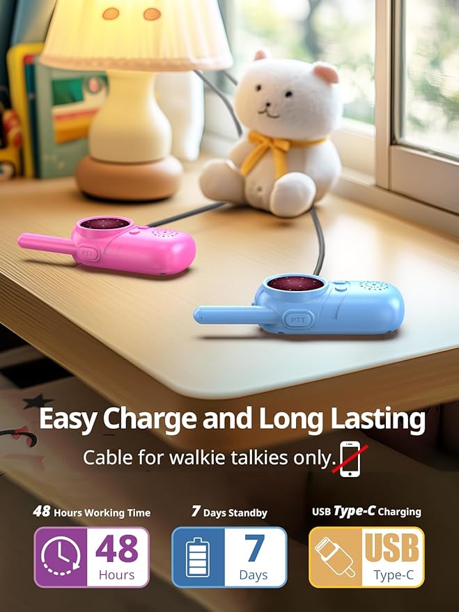 Walkie Talkies for Kids Rechargeable, 3 4 5 Year Old Boy Girl Gifts, 2 Pack Birthday Gifts for 3 4 5 6 7 8 Year Old Boys, Toddler Toys for Indoor Outdoor Games