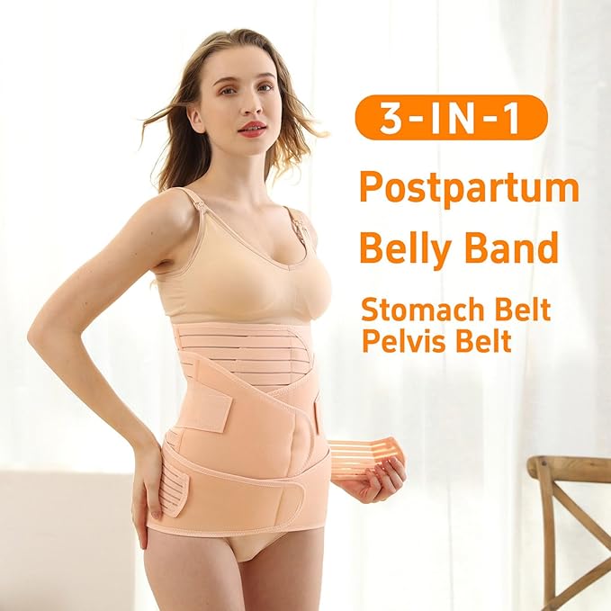 3 in 1 Postpartum Belly Band Post Partum for Women Abdominal Binder Surgery C Section Recovery Stomach Belly Wrap Belt