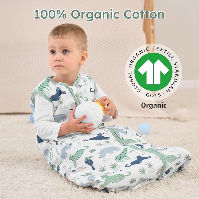 Yoofoss Baby Sleep Sack 0-6 Months, 1.5 Tog Baby Wearable Blanket with 2-Way Zipper, 100% Cotton Organic Fabric Winter Infant Sleeping Sack, Warm Soft Comfy