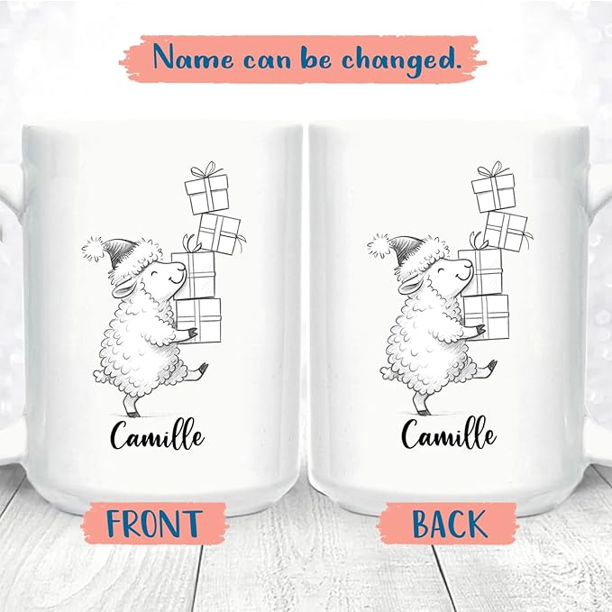 Personalized Name Sheep Lover Coffee Mug, Funny Sheep White Cup Gift For Men Women Dad Mom Daughter Son, Custom Sheeps Accent Ceramic Teacup 11 15 Oz, Sheeps Travel Mug Gift for Birthday Christmas
