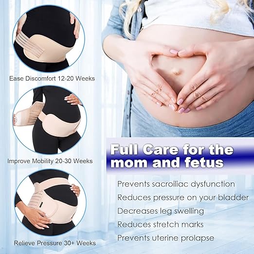ChongErfei Maternity Belt Pregnancy Belly Band 3 in 1 Maternity Support Belt for Pregnant Back/Pelvic/Hip Pain, Maternity Band Belly Support for Pregnancy (Black, XL)