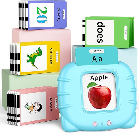 580 Pre-K Sight Words Talking Flash Cards with Dolch Words,Letters/Number(0-100), Etc, Speech Therapy, Autism Sensory Toys, Easter Basket Stuffer Gifts for 3-6 Year Old Boys and Girls, Blue