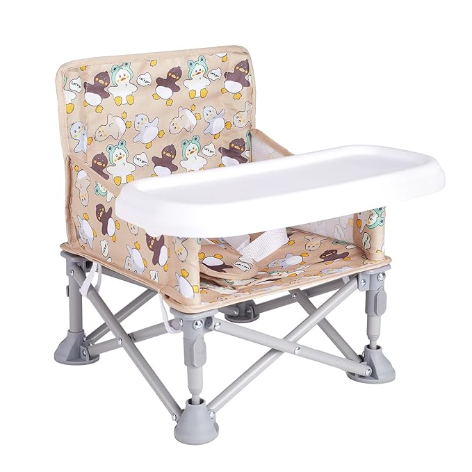 Portable Booster Seat,Toddler Baby Seat with Tray for Dining Table Compact Floor Chair for Camping Lawn Beach Babies Travel 6-36 Months