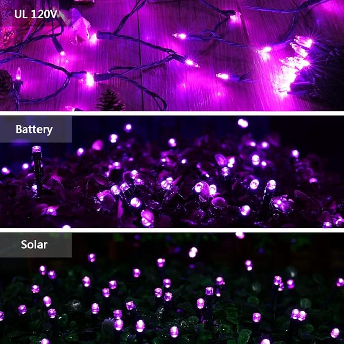 Brizled Purple Christmas Lights, 2 Pack 33ft 100 LED Christmas String Lights, 120V UL Certified Purple Halloween Light Connectable Mini Xmas Tree Light Outdoor for Halloween Xmas Party Wedding Holiday