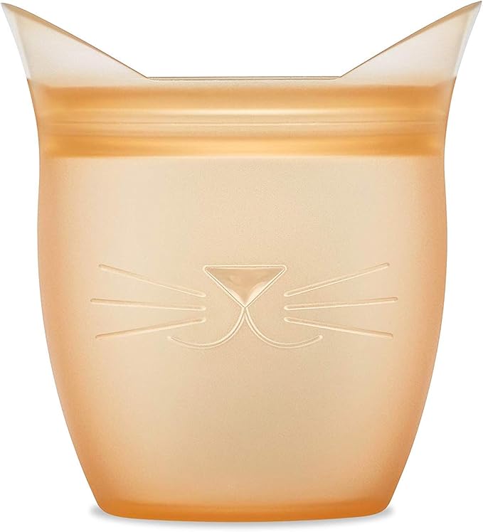 Zip Top Reusable 100% Silicone Baby + Kid Snack Containers- The only containers that stand up, stay open and zip shut! No Lids! Made in the USA - Orange Cat