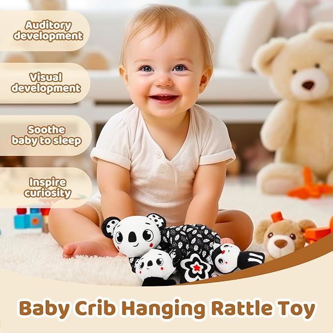 Black and White High Contrast Baby Toys - Sensory Infant Hanging Carseat & Stroller Toy for Newborns 0-6,6-12Months Perfect Easter Birthday & Baby Shower for Babies Boys Girls