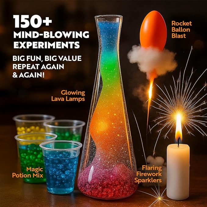 Playz Mega Kaboom! 150+ Explosive Science Experiments Kit for Kids Age 8-12 with 75 App & Video Guided Experiments - Chemistry Set STEM & Educational Toys & Gifts for Boys, Girls, Teenagers & Kids