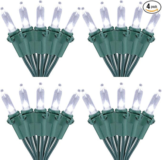 Brizled 4 Pack LED Christmas Lights, 33ft 100 LED Christmas String Lights, 120V UL Certified Connectable Xmas Tree Light Mini White Xmas Light for Home Tree Patio Indoor Outdoor Decoration, Cool White