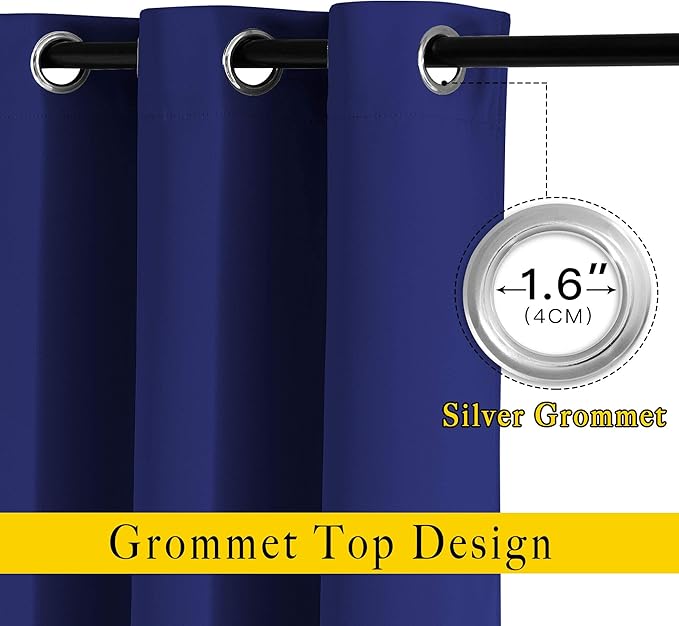 NICETOWN Blackout 102 inch Curtains for Living Room, Grommet Thermal Curtains Room Darkening Window Treatments Sound Reducing for Bedroom, Navy Blue, 2 Panels, W52 x L102