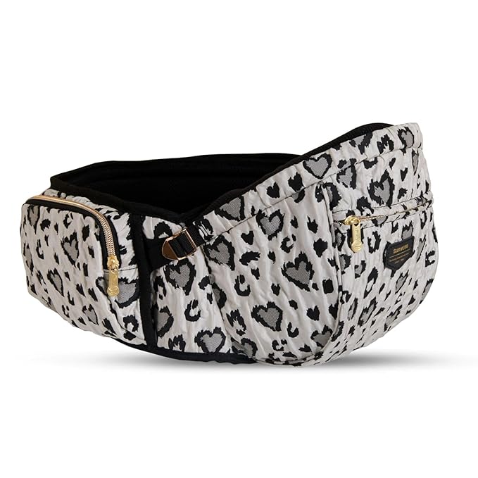 SUNVENO Baby Hip Carrier with Hip Seat, CPC-Certified, Ergonomic Infant Carrier for Newborns & Toddlers up to 45 lbs, Adjustable Waistband, Multiple Pockets, All-Season, Grey,Leopard Print