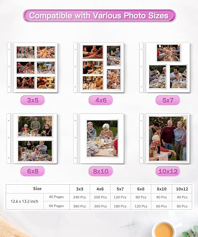 Popotop Photo Album Self Adhesive Scrapbook Album for 4x6 5x7 8x10 Pictures DIY Photo Book as Scrapbooking Supplies Kits, Birthday Gifts for Women Mom Wedding Baby Family Travel