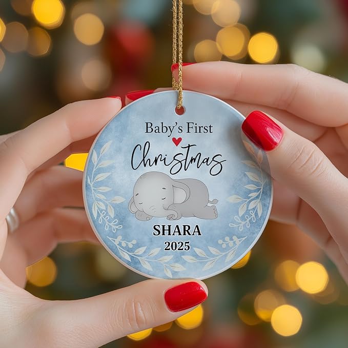 Personalized Baby First Christmas Ornament 2025 - Custom New Babies Ornament - Sweet Gift for New Parents - Baby Xmas Decoration - Christmas, Birthday Gift for Babies, Boy, Girls, Mom, Dad