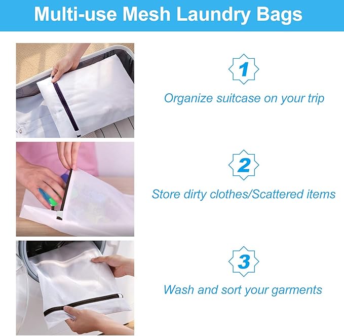 GOGOODA Mesh Laundry Bags for Delicates with Premium Zipper, Travel Storage Organize Bag, Clothing Washing Bags for Laundry, Blouse, Bra, Hosiery, Stocking, Underwear, Lingerie (6 PCS)