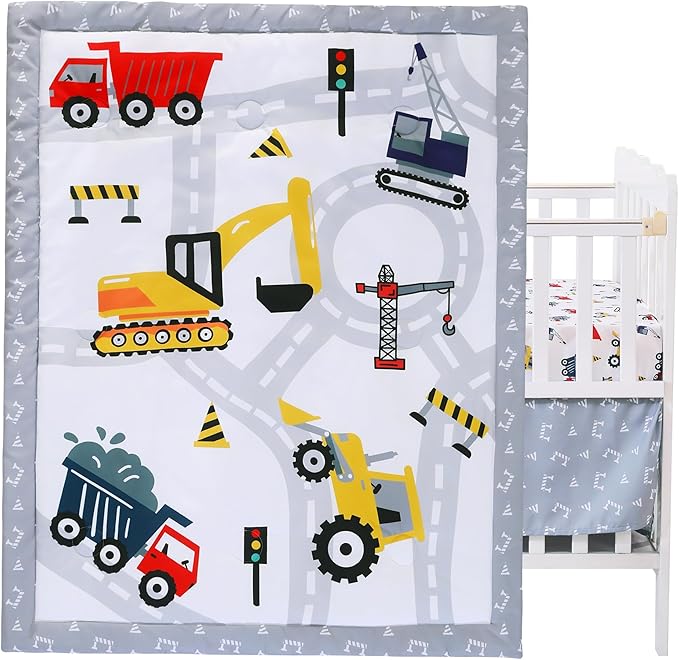 Viviland 3 Pieces Baby Bedding Set for Boy Girls, Baby Bedding Set for Newborn, Infant & Toddler - CAR