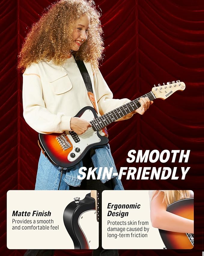 Donner 30 Inch Kids Electric Guitar Beginner Kit TL Style Mini Electric Guitar for Kids with Amp, 600D Bag, Tuner, Picks, Cable, Strap and Extra Strings, DTJ-100S, Sunburst