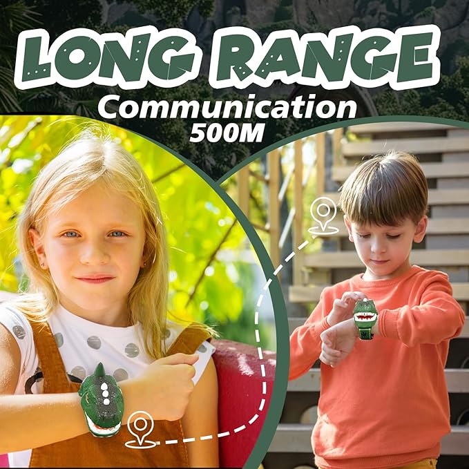 Rechargeable Dinosaur Walkie Talkies for Kids, 2 Pack T-Rex Camping Gear Outdoor Toys Long Range Birthday Easter Christmas Stocking Stuffers for 6 Age+ Boys Girls