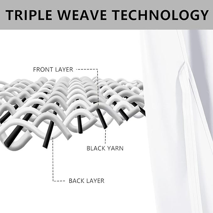 XWZO Blackout Curtains for Bedroom 63 inch Length Room Darkening Thermal Insulated Rod Pocket Curtains for Living Room with Tiebacks,White,W42 x L63,Set of 2