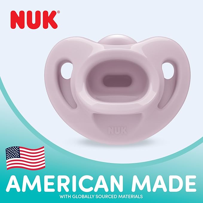 NUK 100% Silicone Comfy Orthodontic Pacifiers, 0-6 Months, Pink Fashion, Timeless Collection, 5 Count