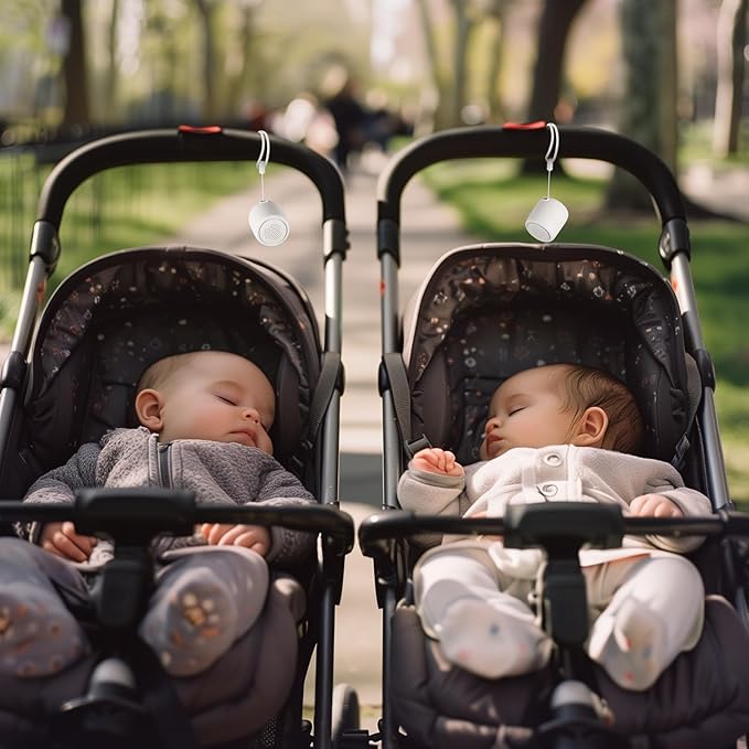 2-Pack Sync Stereo, Paussion Portable Mini Noise White Sleep Sound Machine for Adults Kids Baby 25 Soothing Songs, Auto Timer, Perfect for Travel, Home, Office Privacy